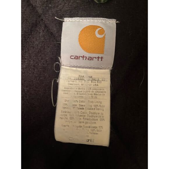 Carhartt J140 DGR Dark Green Hooded Canvas Jacket Y2K Vintage, Size 2XL - Picture 2 of 4